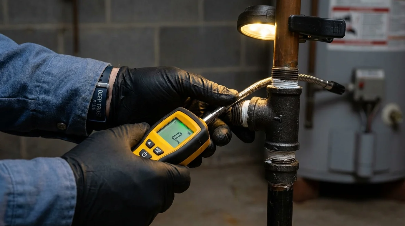 Gas leak detection with electronic sniffer by Johns Plumbing LLC in Kingston