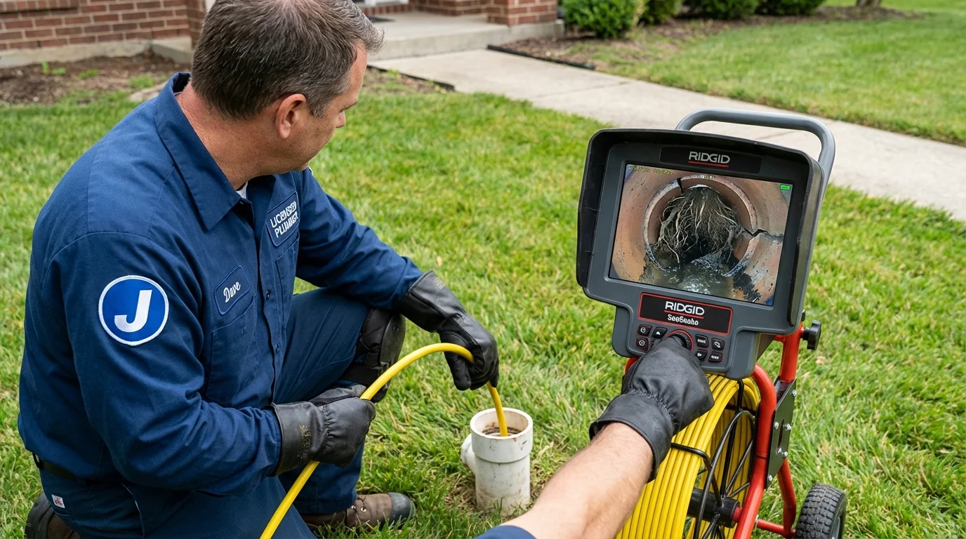 Sewer camera inspection being performed by Johns Plumbing LLC in Kingston