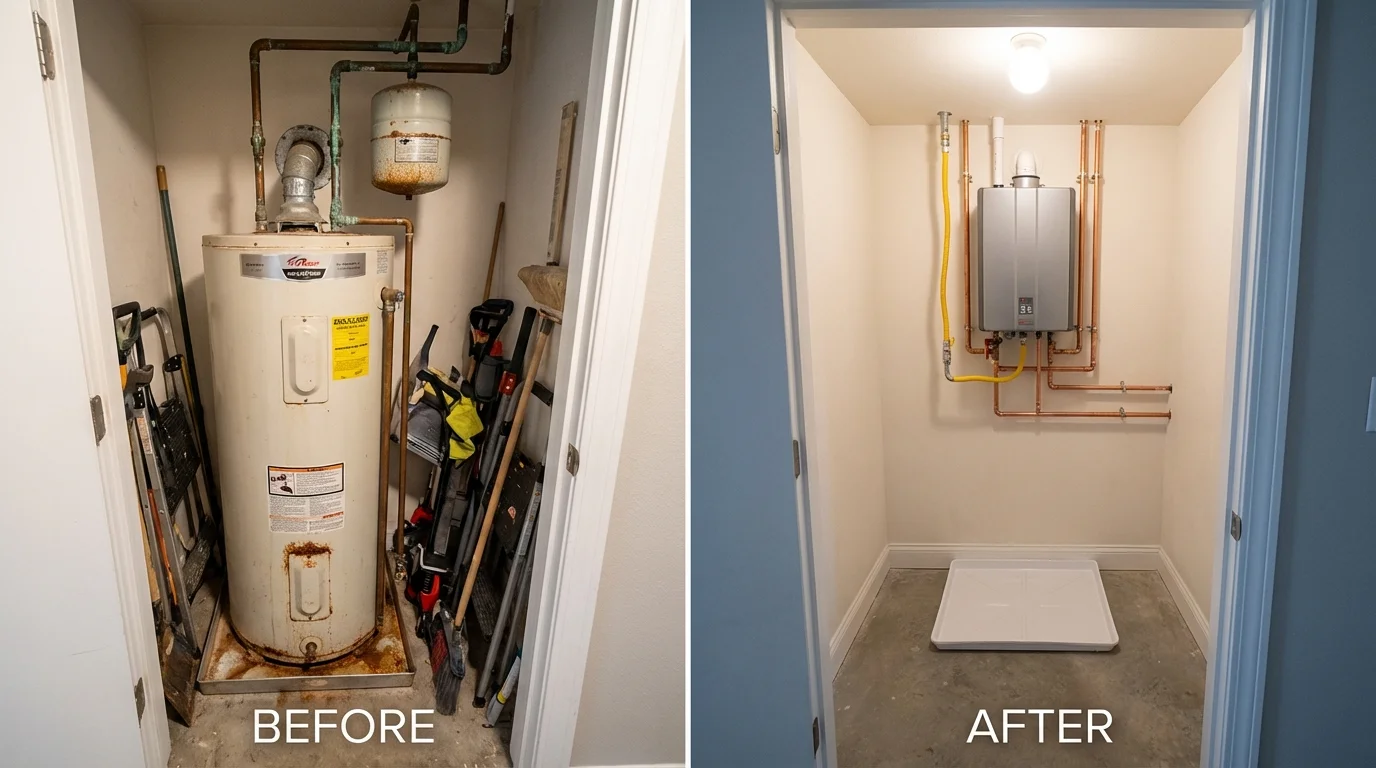 Tank water heater versus wall-mounted tankless unit comparison for Kingston, NH homeowners